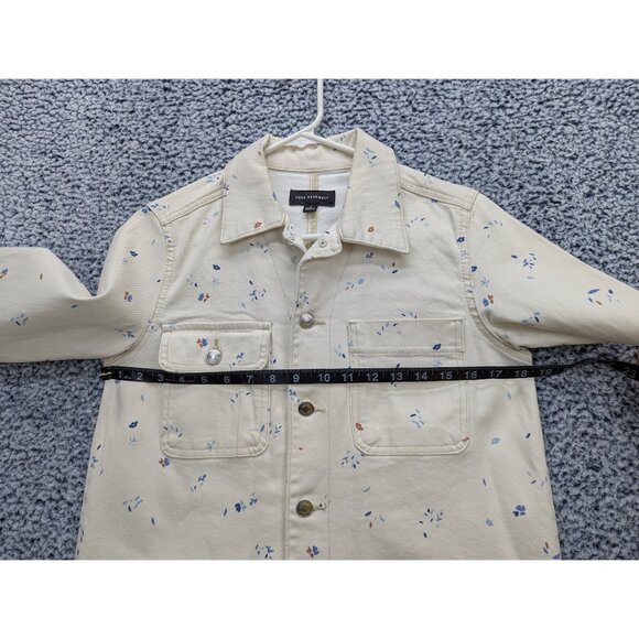 Free Assembly Denim Chore Jacket Womens S Floral Cottagecore Gardencore Ivory - Picture 8 of 12